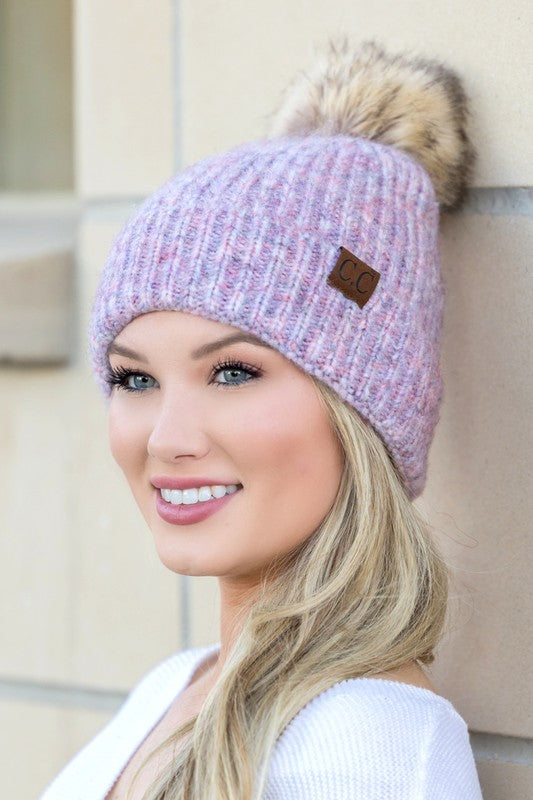 CC Cozy Marled Pom Beanie-Aili's Corner-Cotton Candy-OneSize-[option4]-[option5]-[option6]-[option7]-[option8]-Shop-Boutique-Clothing-for-Women-Online