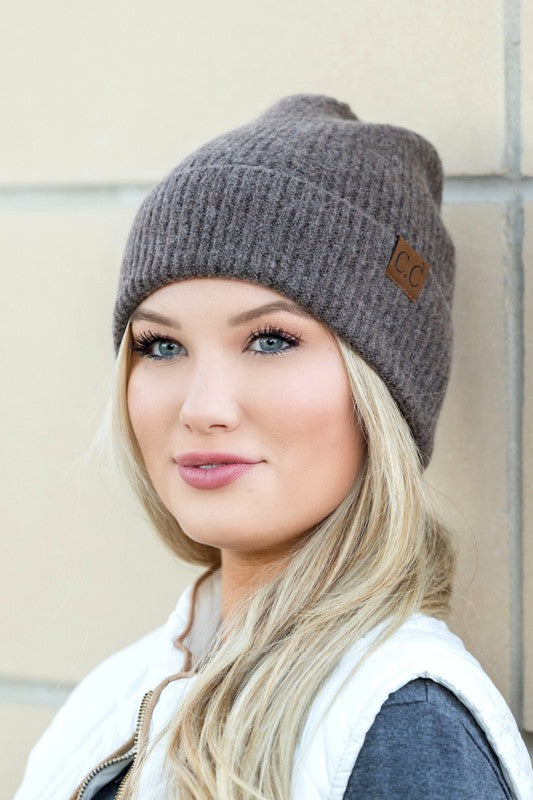 CC Fine Yarn Cuff Beanie-Aili's Corner-Earth Brown-OneSize-[option4]-[option5]-[option6]-[option7]-[option8]-Shop-Boutique-Clothing-for-Women-Online