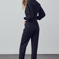 High Waist Flap Pocket Half Button Denim Jumpsuit-Denim Lab USA-[option4]-[option5]-[option6]-[option7]-[option8]-Shop-Boutique-Clothing-for-Women-Online