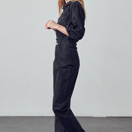 High Waist Flap Pocket Half Button Denim Jumpsuit-Denim Lab USA-[option4]-[option5]-[option6]-[option7]-[option8]-Shop-Boutique-Clothing-for-Women-Online