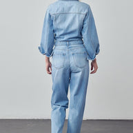 High Waist Flap Pocket Half Button Denim Jumpsuit-Denim Lab USA-[option4]-[option5]-[option6]-[option7]-[option8]-Shop-Boutique-Clothing-for-Women-Online