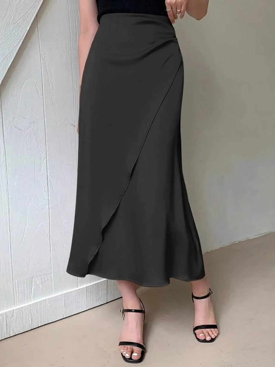 Asymmetric Wrap Midi Skirt with Fluted Hem-Skirts-Trendsi-[option4]-[option5]-[option6]-[option7]-[option8]-Shop-Boutique-Clothing-for-Women-Online