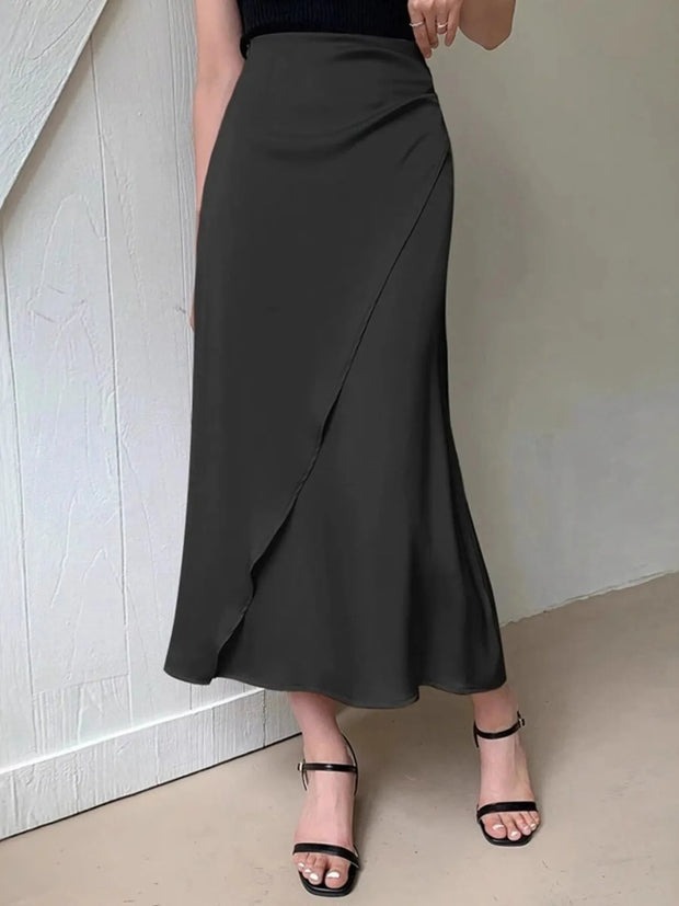 Asymmetric Wrap Midi Skirt with Fluted Hem-Skirts-Trendsi-[option4]-[option5]-[option6]-[option7]-[option8]-Shop-Boutique-Clothing-for-Women-Online