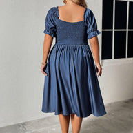 Honey Plus Size Ruched Sweetheart Neck Dress-Dresses-Trendsi-[option4]-[option5]-[option6]-[option7]-[option8]-Shop-Boutique-Clothing-for-Women-Online