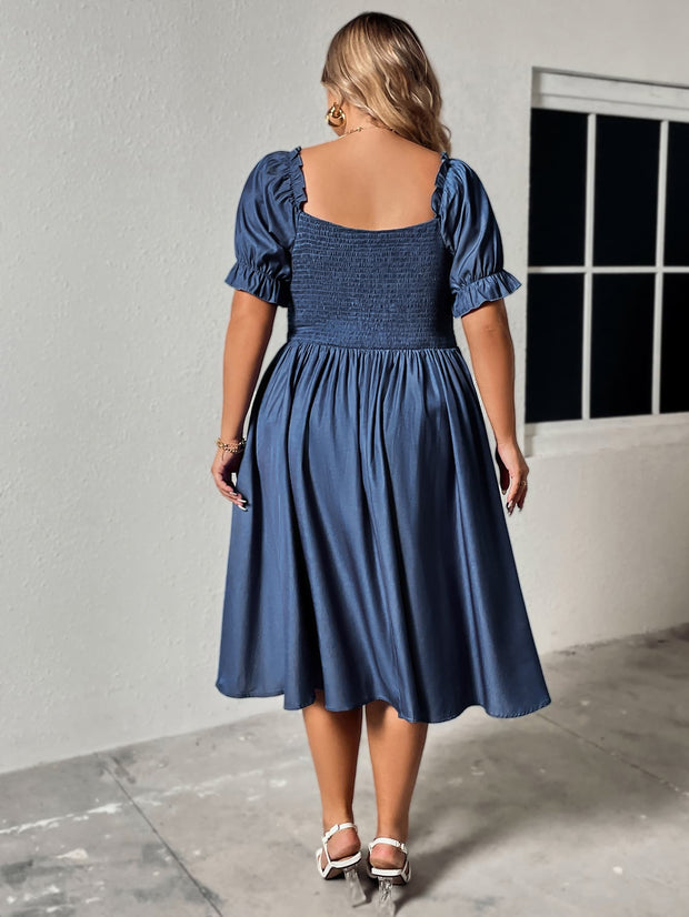 Honey Plus Size Ruched Sweetheart Neck Dress-Dresses-Trendsi-[option4]-[option5]-[option6]-[option7]-[option8]-Shop-Boutique-Clothing-for-Women-Online