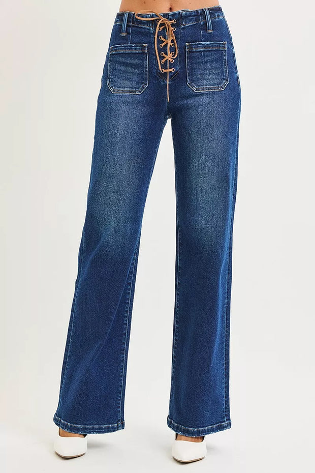 RISEN Full Size High Rise Wide Leg Jeans with Front Tie Detail Plus Size-Jeans-Trendsi-[option4]-[option5]-[option6]-[option7]-[option8]-Shop-Boutique-Clothing-for-Women-Online