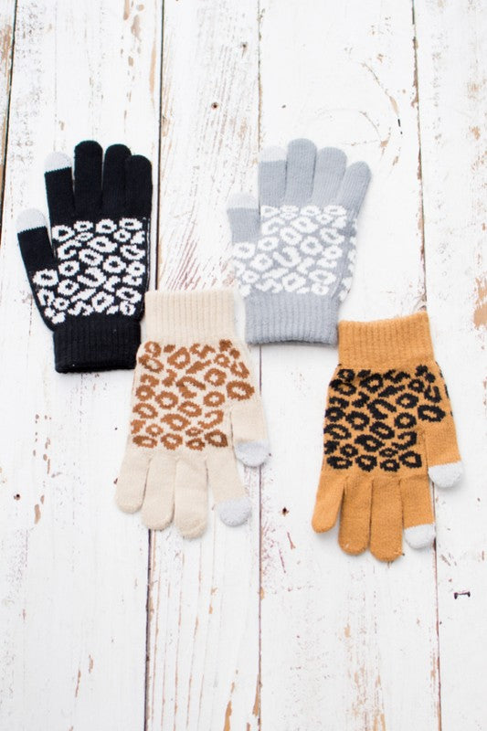 Leopard Stretch Touch Gloves-Aili's Corner-[option4]-[option5]-[option6]-[option7]-[option8]-Shop-Boutique-Clothing-for-Women-Online