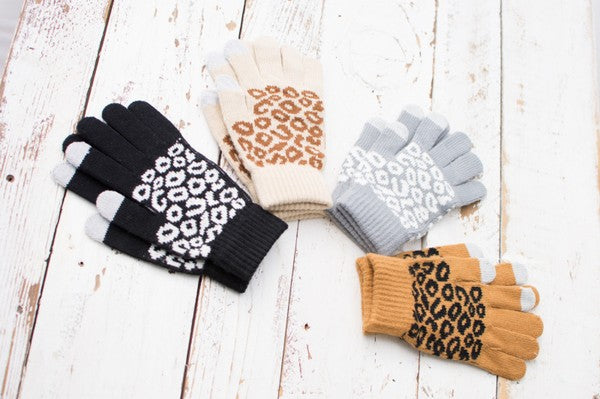 Leopard Stretch Touch Gloves-Aili's Corner-[option4]-[option5]-[option6]-[option7]-[option8]-Shop-Boutique-Clothing-for-Women-Online