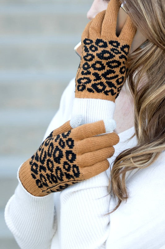 Leopard Stretch Touch Gloves-Aili's Corner-[option4]-[option5]-[option6]-[option7]-[option8]-Shop-Boutique-Clothing-for-Women-Online