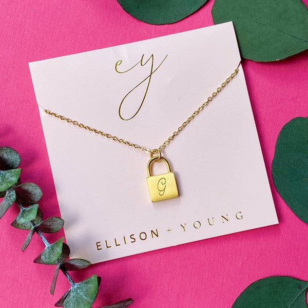 Scripted Notes Locket Initial Necklace-Ellison and Young-[option4]-[option5]-[option6]-[option7]-[option8]-Shop-Boutique-Clothing-for-Women-Online