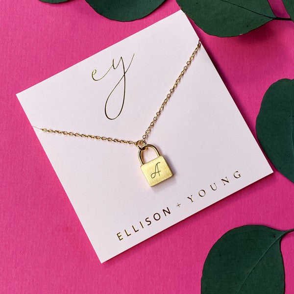 Scripted Notes Locket Initial Necklace-Ellison and Young-A-OS-[option4]-[option5]-[option6]-[option7]-[option8]-Shop-Boutique-Clothing-for-Women-Online