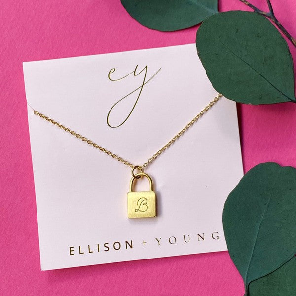 Scripted Notes Locket Initial Necklace-Ellison and Young-B-OS-[option4]-[option5]-[option6]-[option7]-[option8]-Shop-Boutique-Clothing-for-Women-Online