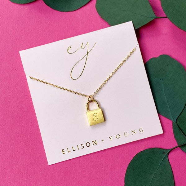 Scripted Notes Locket Initial Necklace-Ellison and Young-C-OS-[option4]-[option5]-[option6]-[option7]-[option8]-Shop-Boutique-Clothing-for-Women-Online