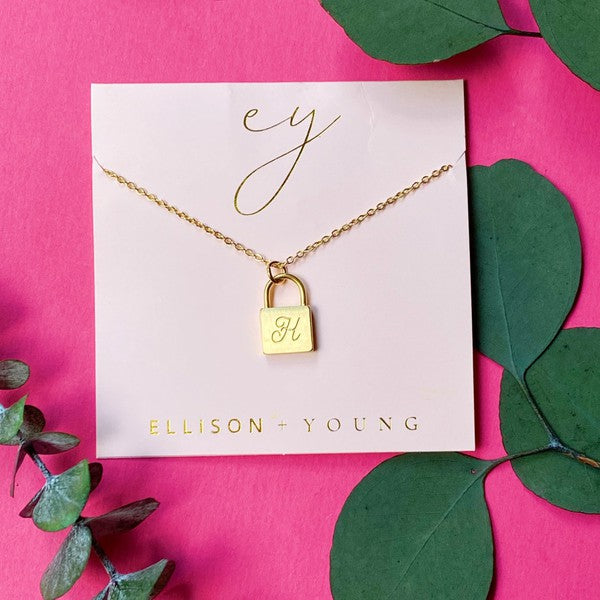 Scripted Notes Locket Initial Necklace-Ellison and Young-H-OS-[option4]-[option5]-[option6]-[option7]-[option8]-Shop-Boutique-Clothing-for-Women-Online