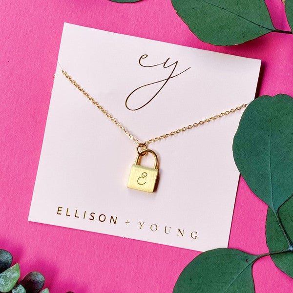 Scripted Notes Locket Initial Necklace-Ellison and Young-E-OS-[option4]-[option5]-[option6]-[option7]-[option8]-Shop-Boutique-Clothing-for-Women-Online