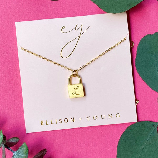 Scripted Notes Locket Initial Necklace-Ellison and Young-I-OS-[option4]-[option5]-[option6]-[option7]-[option8]-Shop-Boutique-Clothing-for-Women-Online