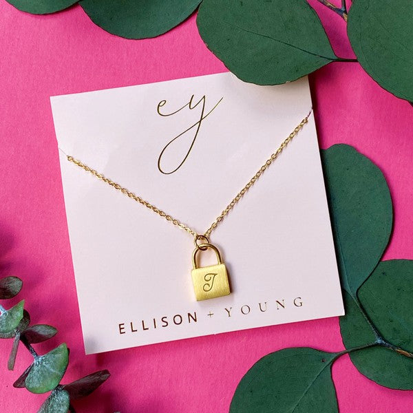 Scripted Notes Locket Initial Necklace-Ellison and Young-J-OS-[option4]-[option5]-[option6]-[option7]-[option8]-Shop-Boutique-Clothing-for-Women-Online