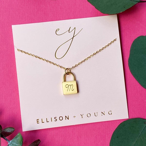 Scripted Notes Locket Initial Necklace-Ellison and Young-M-OS-[option4]-[option5]-[option6]-[option7]-[option8]-Shop-Boutique-Clothing-for-Women-Online