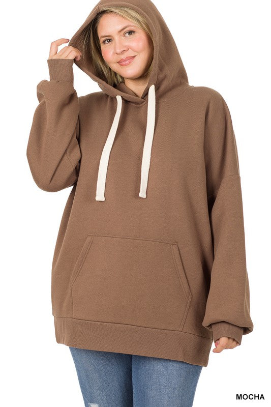 Zenana Plus Oversized Hoodie Longline Sweatshirt-ZENANA-MOCHA-1X-[option4]-[option5]-[option6]-[option7]-[option8]-Shop-Boutique-Clothing-for-Women-Online