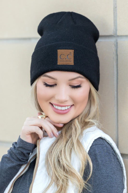 CC Heathered Boyfriend Beanie-Aili's Corner-Black-OneSize-[option4]-[option5]-[option6]-[option7]-[option8]-Shop-Boutique-Clothing-for-Women-Online