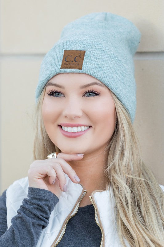 CC Heathered Boyfriend Beanie-Aili's Corner-Mint-OneSize-[option4]-[option5]-[option6]-[option7]-[option8]-Shop-Boutique-Clothing-for-Women-Online