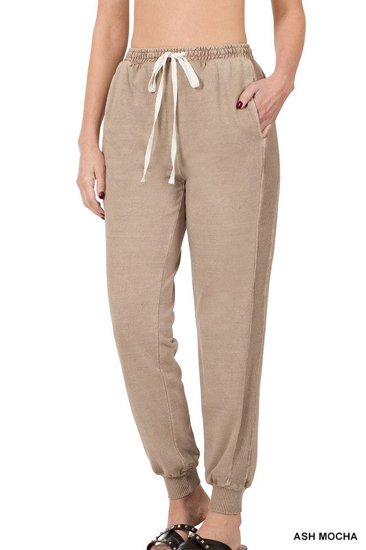 Zenana Pigment Dye Drawstring Waist Jogger Pants-ZENANA-ASH MOCHA-S-[option4]-[option5]-[option6]-[option7]-[option8]-Shop-Boutique-Clothing-for-Women-Online