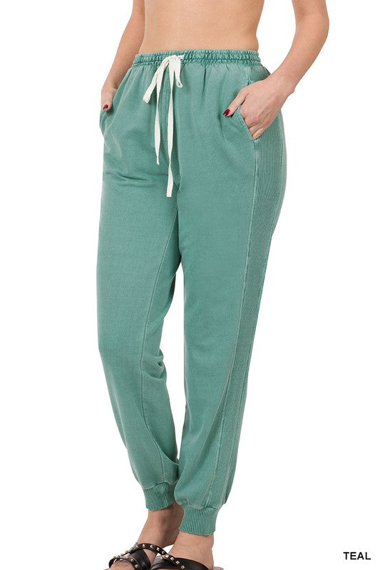 Zenana Pigment Dye Drawstring Waist Jogger Pants-ZENANA-TEAL-S-[option4]-[option5]-[option6]-[option7]-[option8]-Shop-Boutique-Clothing-for-Women-Online