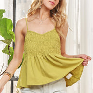ADORA Cutesy Washed Smocking Tank Top-Tank Tops & Camis-Trendsi-[option4]-[option5]-[option6]-[option7]-[option8]-Shop-Boutique-Clothing-for-Women-Online