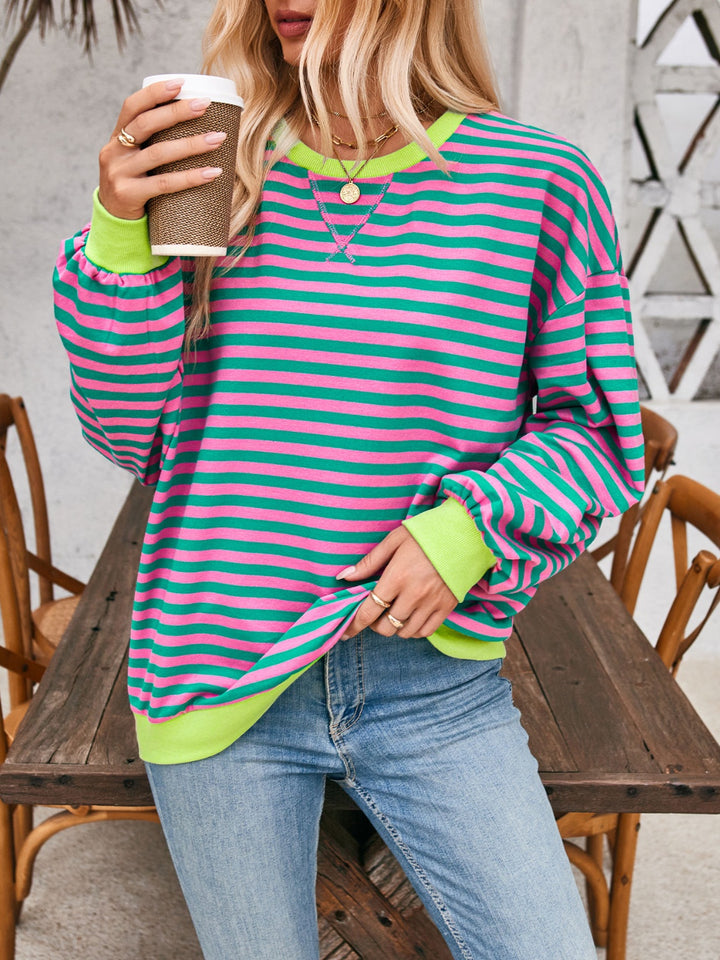 Lovelet Contrast Striped Long Sleeve Sweatshirt-Trendsi-[option4]-[option5]-[option6]-[option7]-[option8]-Shop-Boutique-Clothing-for-Women-Online