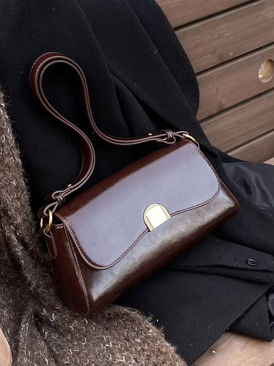 Golden Clasp Shoulder Bag-hand bag-Trendsi-[option4]-[option5]-[option6]-[option7]-[option8]-Shop-Boutique-Clothing-for-Women-Online