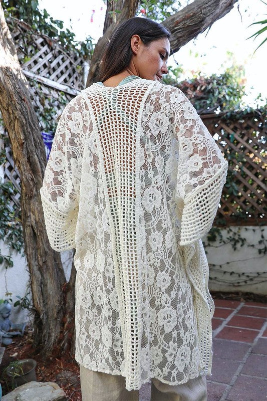 Floral Lace Textured Kimono-Leto Accessories-[option4]-[option5]-[option6]-[option7]-[option8]-Shop-Boutique-Clothing-for-Women-Online