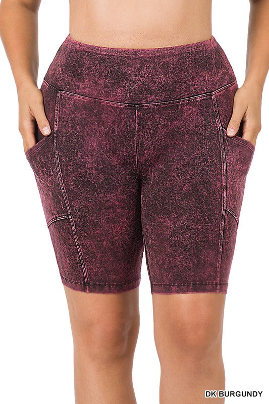 Zenana Plus Mineral Wash Wide Waistband Pocket Leggings-ZENANA-DK BURGUNDY-3X-[option4]-[option5]-[option6]-[option7]-[option8]-Shop-Boutique-Clothing-for-Women-Online