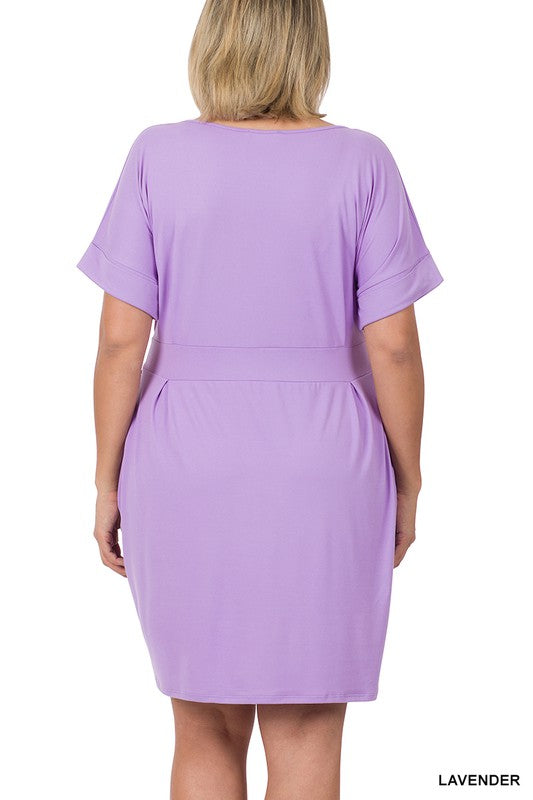 Zenana Plus Brushed DTY Tie-Belt Dress-ZENANA-[option4]-[option5]-[option6]-[option7]-[option8]-Shop-Boutique-Clothing-for-Women-Online