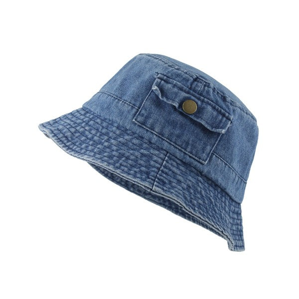 Pocket Accent Denim Bucket Hat-Aili's Corner-[option4]-[option5]-[option6]-[option7]-[option8]-Shop-Boutique-Clothing-for-Women-Online