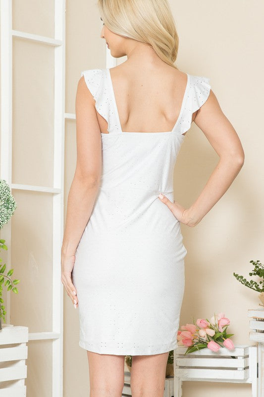 Eyelet Ruffle Sleeve Dress-Orange Farm Clothing-[option4]-[option5]-[option6]-[option7]-[option8]-Shop-Boutique-Clothing-for-Women-Online