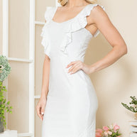 Eyelet Ruffle Sleeve Dress-Orange Farm Clothing-[option4]-[option5]-[option6]-[option7]-[option8]-Shop-Boutique-Clothing-for-Women-Online