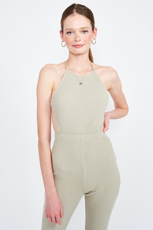 HALTER NECK JUMPSUIT WITH OPEN BACK-Emory Park-[option4]-[option5]-[option6]-[option7]-[option8]-Shop-Boutique-Clothing-for-Women-Online