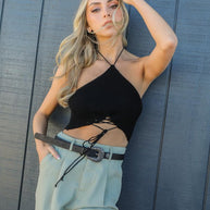 Lace-Up Halter Knit Bralette-Leto Accessories-[option4]-[option5]-[option6]-[option7]-[option8]-Shop-Boutique-Clothing-for-Women-Online