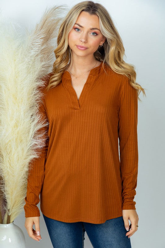 Long Sleeve Solid Knit Top in Brick-Womens-Ave Shops-[option4]-[option5]-[option6]-[option7]-[option8]-Shop-Boutique-Clothing-for-Women-Online