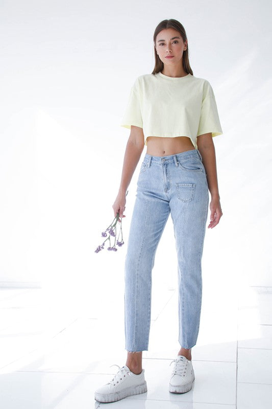 Patched Pocket Boyfriend Jeans-Denim Lab USA-[option4]-[option5]-[option6]-[option7]-[option8]-Shop-Boutique-Clothing-for-Women-Online