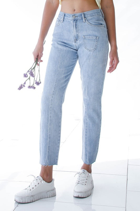 Patched Pocket Boyfriend Jeans-Denim Lab USA-[option4]-[option5]-[option6]-[option7]-[option8]-Shop-Boutique-Clothing-for-Women-Online