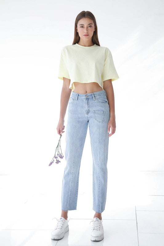Patched Pocket Boyfriend Jeans-Denim Lab USA-[option4]-[option5]-[option6]-[option7]-[option8]-Shop-Boutique-Clothing-for-Women-Online