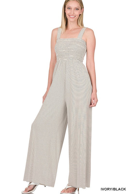 Zenana Smocked Top Striped Jumpsuit-ZENANA-[option4]-[option5]-[option6]-[option7]-[option8]-Shop-Boutique-Clothing-for-Women-Online