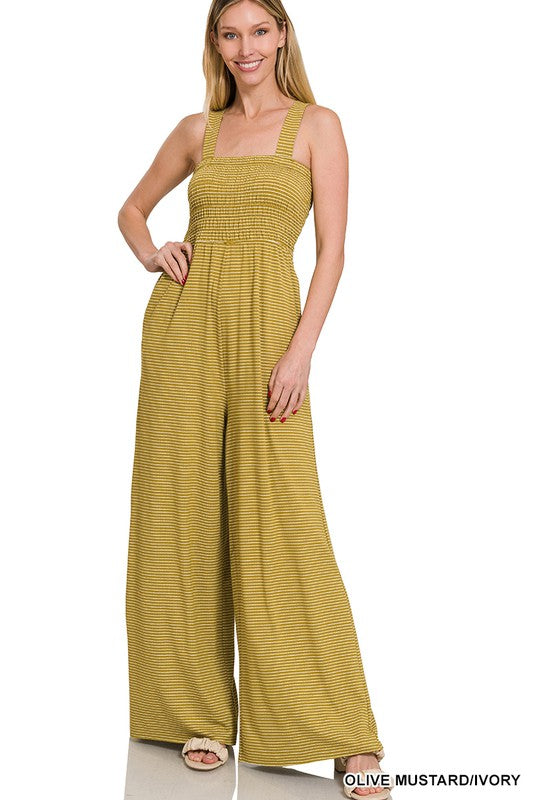 Zenana Smocked Top Striped Jumpsuit-ZENANA-OLIVE MUSTARD/IVORY-S-[option4]-[option5]-[option6]-[option7]-[option8]-Shop-Boutique-Clothing-for-Women-Online
