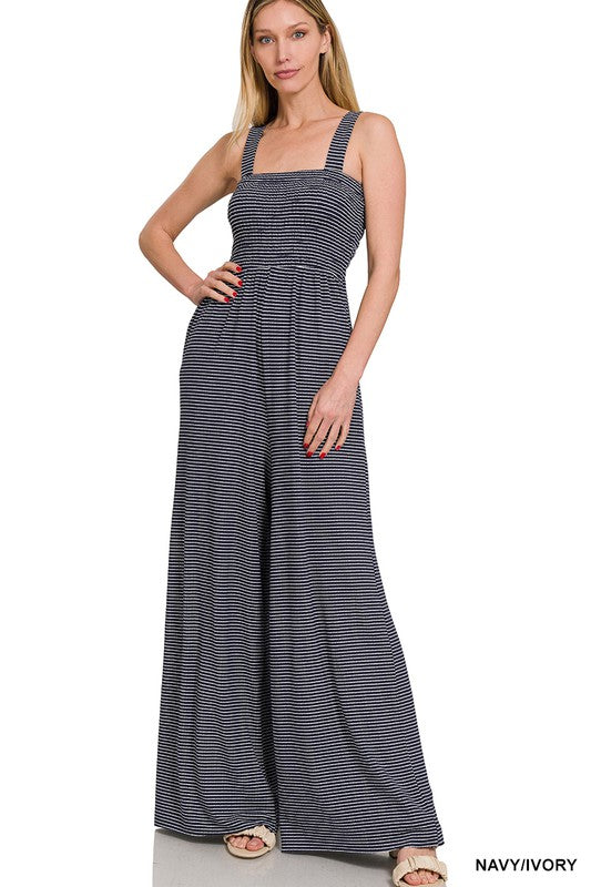 Zenana Smocked Top Striped Jumpsuit-ZENANA-NAVY/IVORY-S-[option4]-[option5]-[option6]-[option7]-[option8]-Shop-Boutique-Clothing-for-Women-Online
