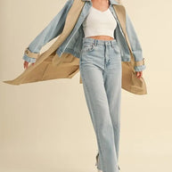MABLE Layered Look Trench Coat With Denim Jacket-Coats & Jackets-Trendsi-[option4]-[option5]-[option6]-[option7]-[option8]-Shop-Boutique-Clothing-for-Women-Online