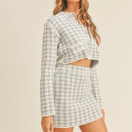 MABLE Houndstooth Cropped Knit Cardigan and Mini Skirt Set-sets-Trendsi-[option4]-[option5]-[option6]-[option7]-[option8]-Shop-Boutique-Clothing-for-Women-Online