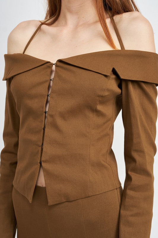 SPAGHETTI STRAP OFF SHOURLDER TOP-Emory Park-[option4]-[option5]-[option6]-[option7]-[option8]-Shop-Boutique-Clothing-for-Women-Online