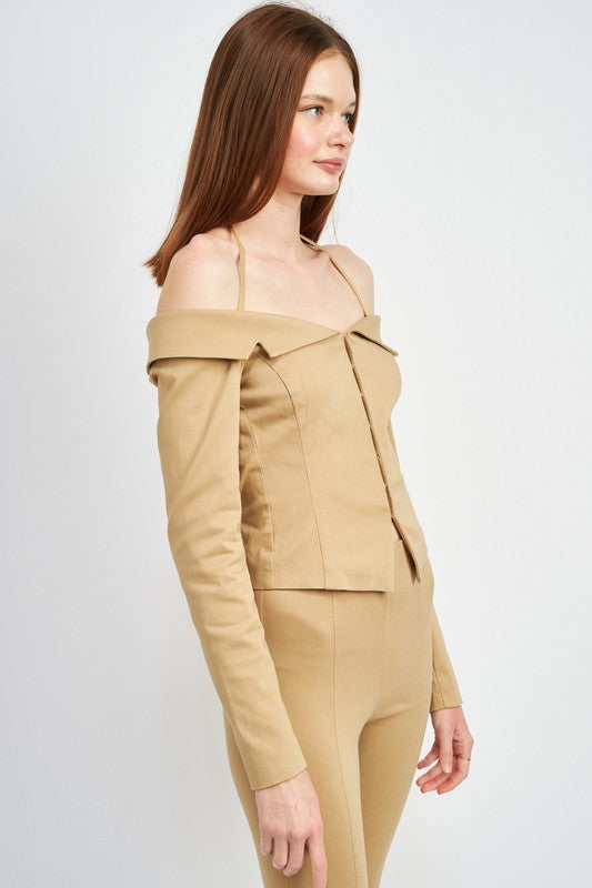 SPAGHETTI STRAP OFF SHOURLDER TOP-Emory Park-[option4]-[option5]-[option6]-[option7]-[option8]-Shop-Boutique-Clothing-for-Women-Online