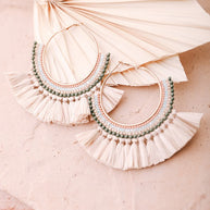 Natural Bead and Raffia Fan Hoop Earrings-Leto Accessories-[option4]-[option5]-[option6]-[option7]-[option8]-Shop-Boutique-Clothing-for-Women-Online